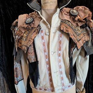 Vintage Embellished Beige and Brown Jacket (1992)